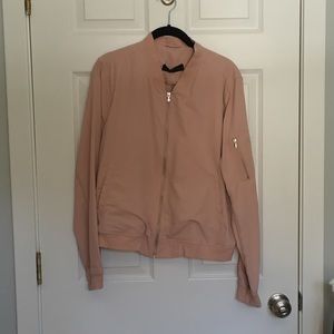 Lightweight dusty pink bomber-stole jacket